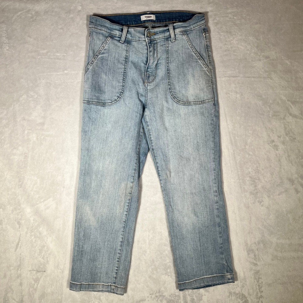 Kensie Jeans Womens 6/28 Light Wash High Rise Straight Leg Cropped‎ Patch Pocket